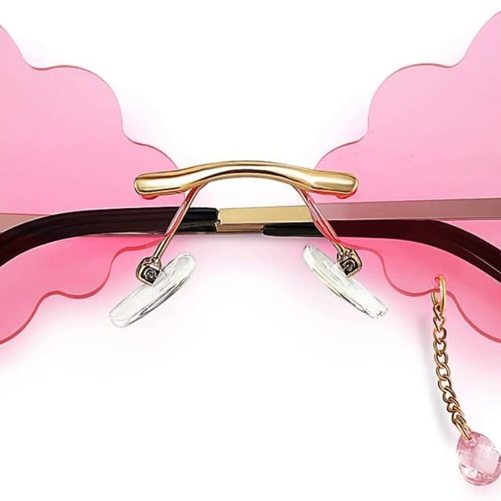 Retro Cloud-Shaped Tassel Sunglasses Rimless Women Party Disco Fashion - Picture 8 of 8